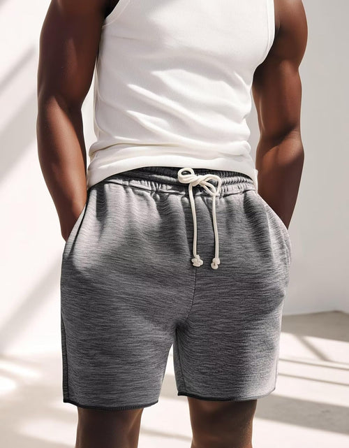 Load image into Gallery viewer, Mens Lounge Shorts Knit Terry Cloth Drawstring Athletic Sweat Shorts with Pockets 6 Inch
