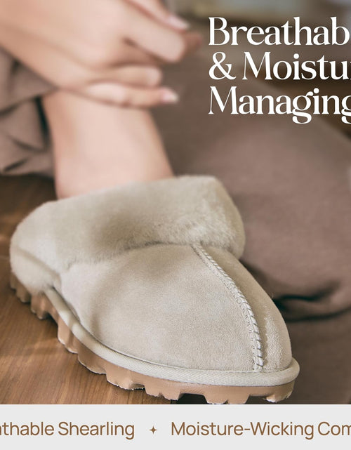 Load image into Gallery viewer, Genuine Australian Sheepskin Women Slippers, Water-Resistant Warm and Fluffy Outdoor House Slippers for Women
