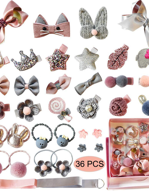Load image into Gallery viewer, Baby Girl'S Hair Clips Cute Hair Bows Baby Elastic Hair Ties Hair Accessories Ponytail Holder Hairpins Set for Baby Girls Teens Toddlers, Assorted Styles, 36 Pieces Pack (Pink)
