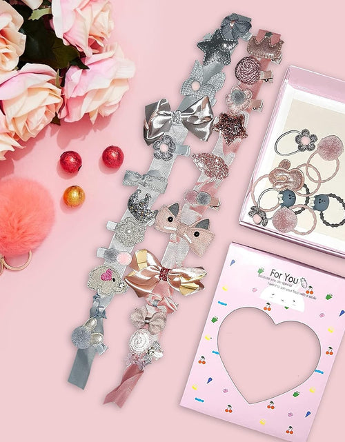 Load image into Gallery viewer, Baby Girl'S Hair Clips Cute Hair Bows Baby Elastic Hair Ties Hair Accessories Ponytail Holder Hairpins Set for Baby Girls Teens Toddlers, Assorted Styles, 36 Pieces Pack (Pink)
