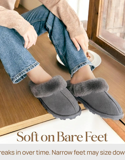 Load image into Gallery viewer, Genuine Australian Sheepskin Women Slippers, Water-Resistant Warm and Fluffy Outdoor House Slippers for Women
