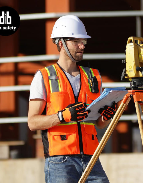 Load image into Gallery viewer, Vest Reflective Orange Mesh, High Visibility Vest with Pockets and Zipper, Heavy Duty Vest Made with 3M Reflective Tape 2XL
